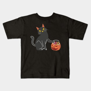 Halloween Black Cat Pumpkin Sweet Candy Kids T-Shirt